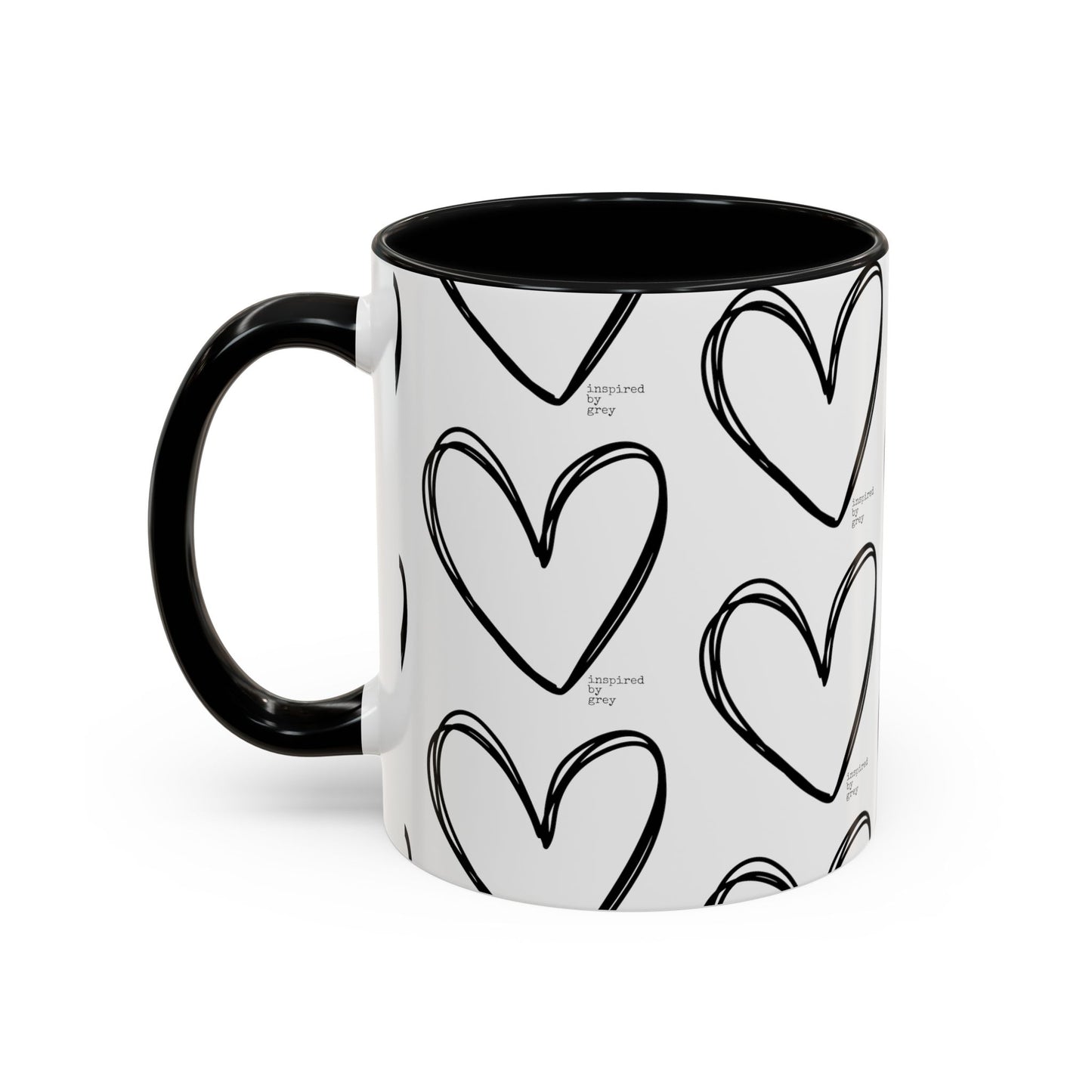 Inspired By Grey Heart Coffee Mug (11, 15oz)