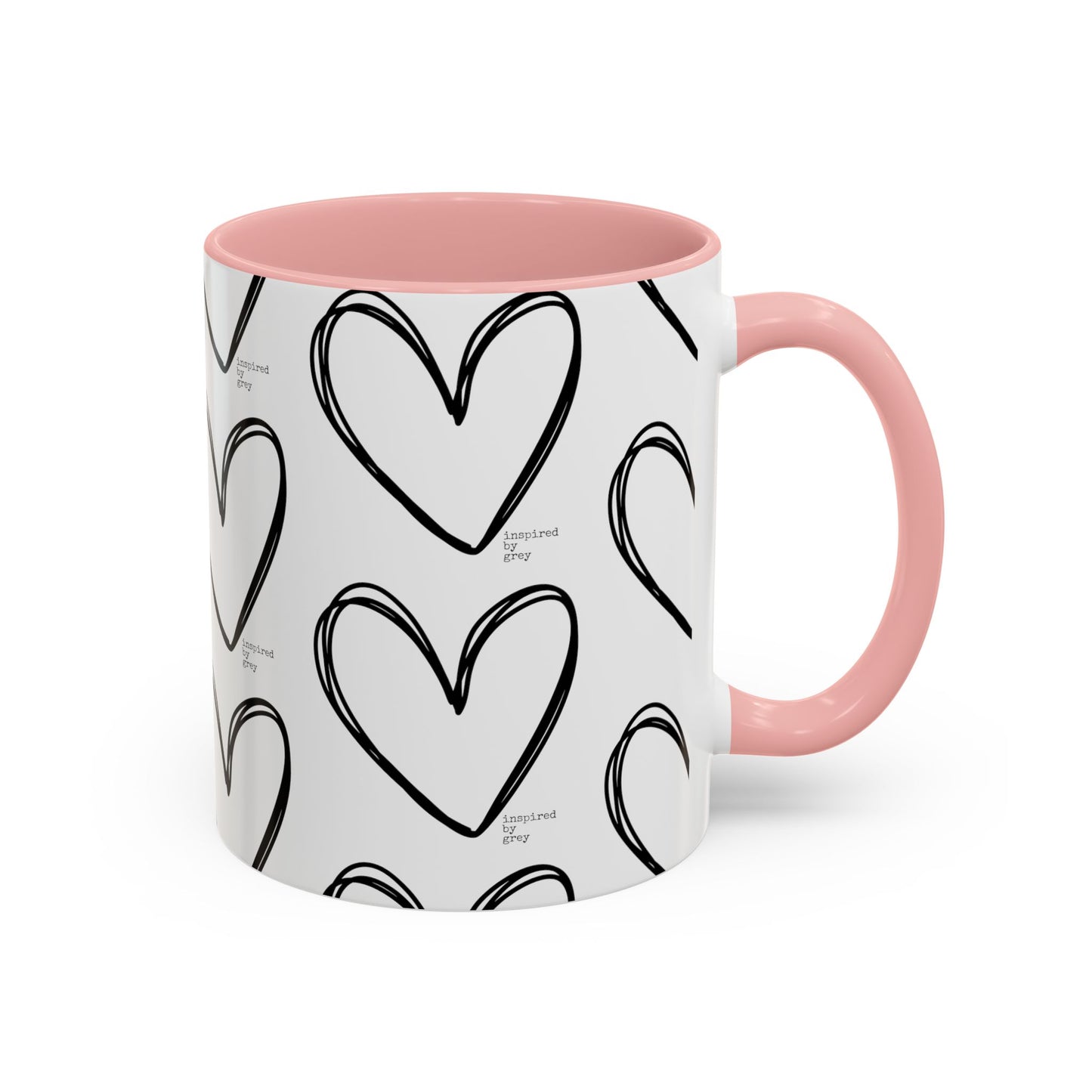 Inspired By Grey Heart Coffee Mug (11, 15oz)