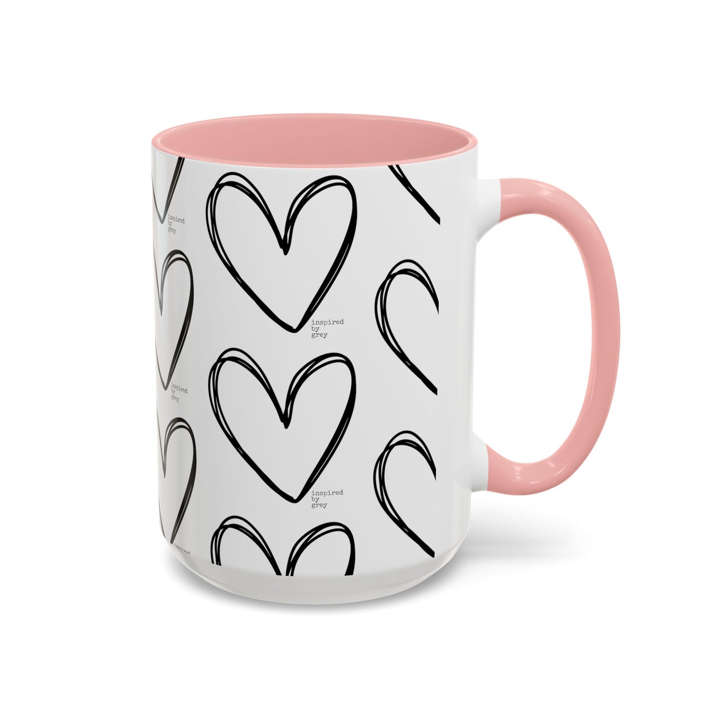 Inspired By Grey Heart Coffee Mug (11, 15oz)