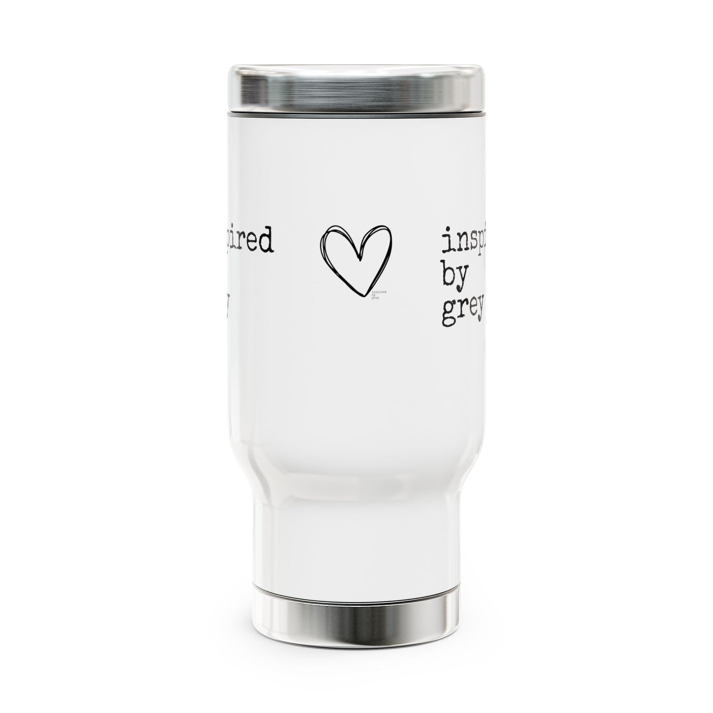 Inspired By Grey Stainless Steel Travel Mug with Handle, 14oz