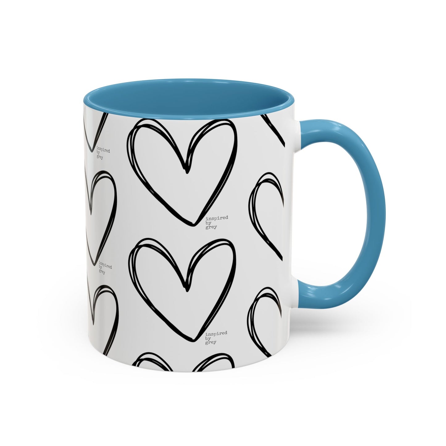 Inspired By Grey Heart Coffee Mug (11, 15oz)