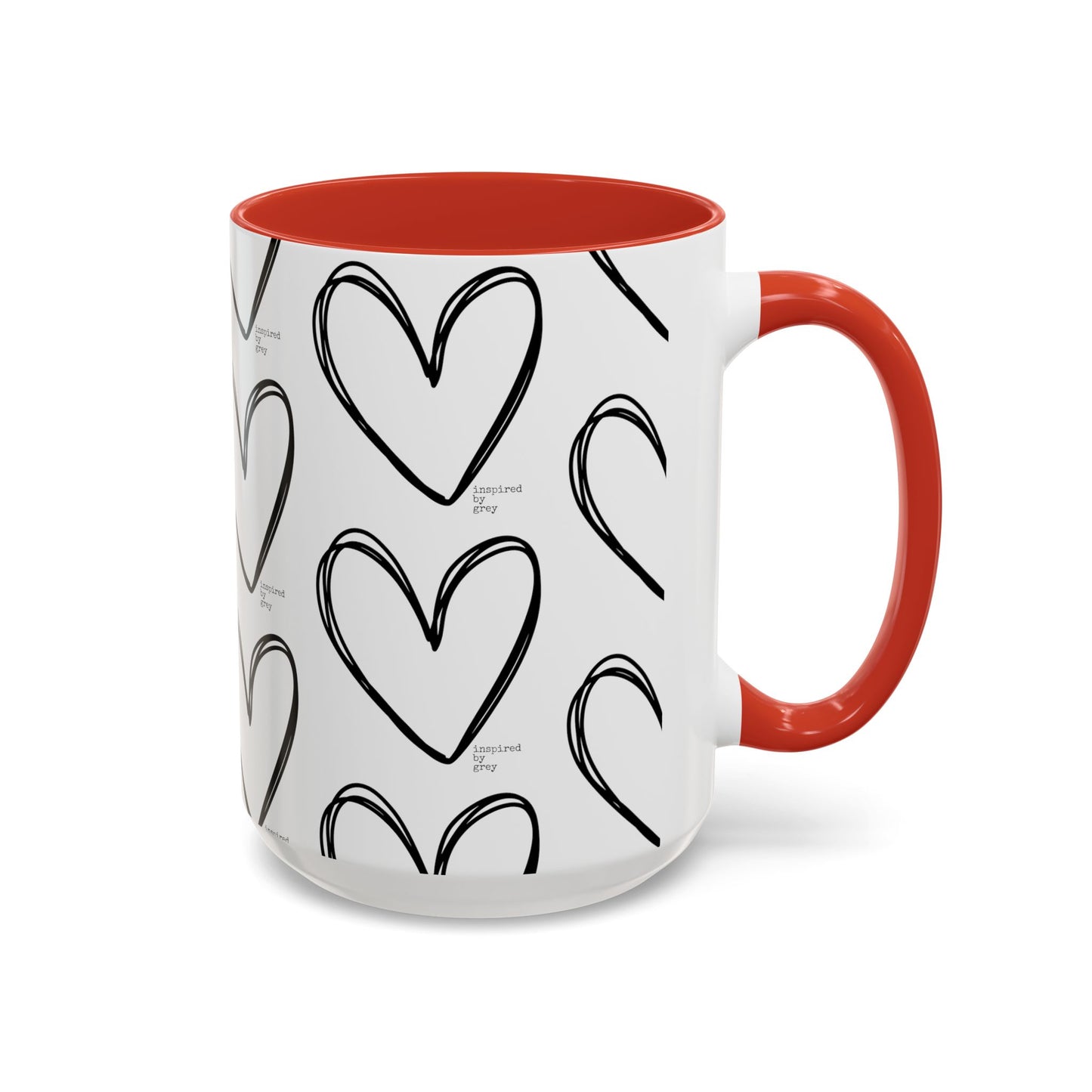 Inspired By Grey Heart Coffee Mug (11, 15oz)