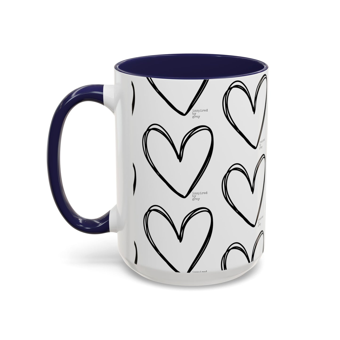 Inspired By Grey Heart Coffee Mug (11, 15oz)