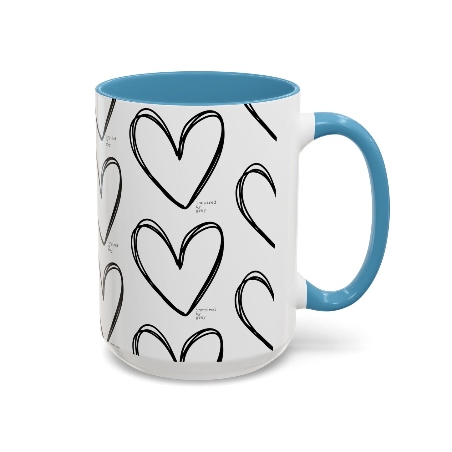 Inspired By Grey Heart Coffee Mug (11, 15oz)