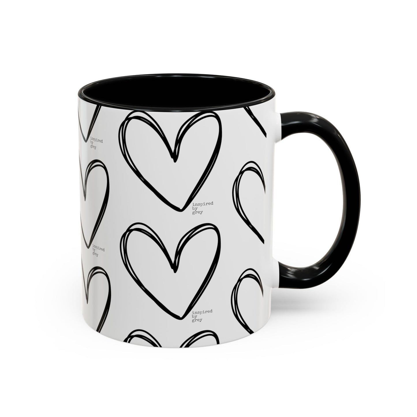 Inspired By Grey Heart Coffee Mug (11, 15oz)