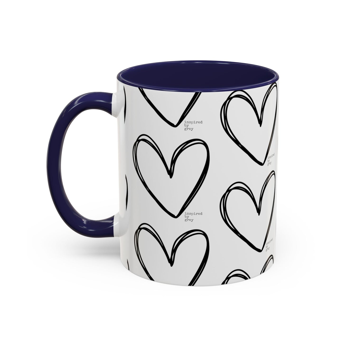 Inspired By Grey Heart Coffee Mug (11, 15oz)